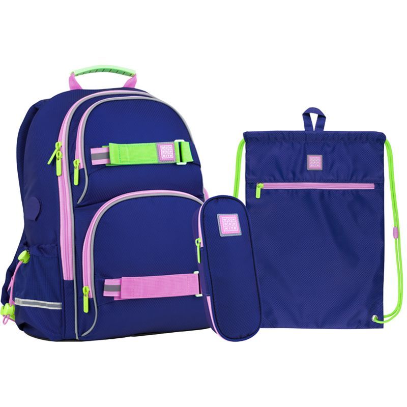 Набор рюкзак + пенал + сумка для обуви WK 702 светло-синий