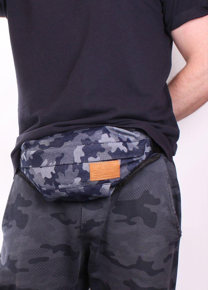 Джинсовая камуфляжная сумка-бананка POOLPARTY Bumbag