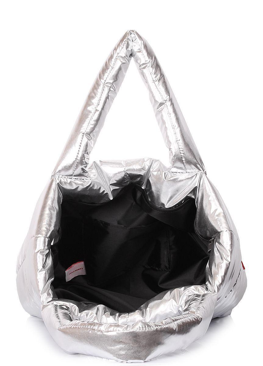 Дутая стеганая сумка POOLPARTY Fluffy серебряная