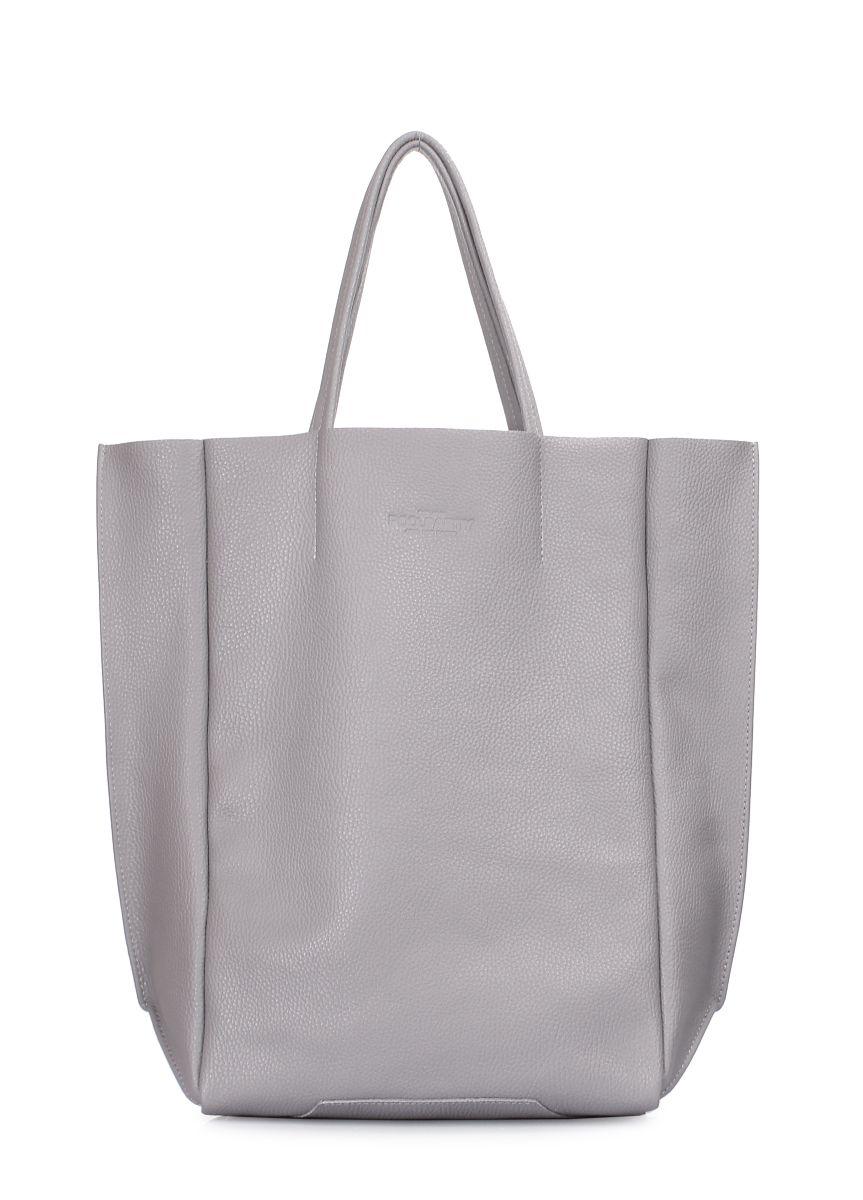 Женская кожаная сумка POOLPARTY BigSoho серая