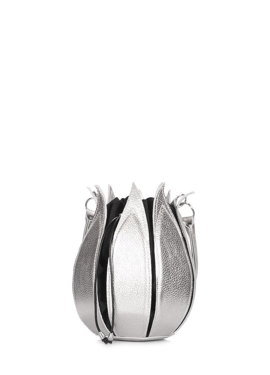 Женская кожаная сумка POOLPARTY Flower серебряная