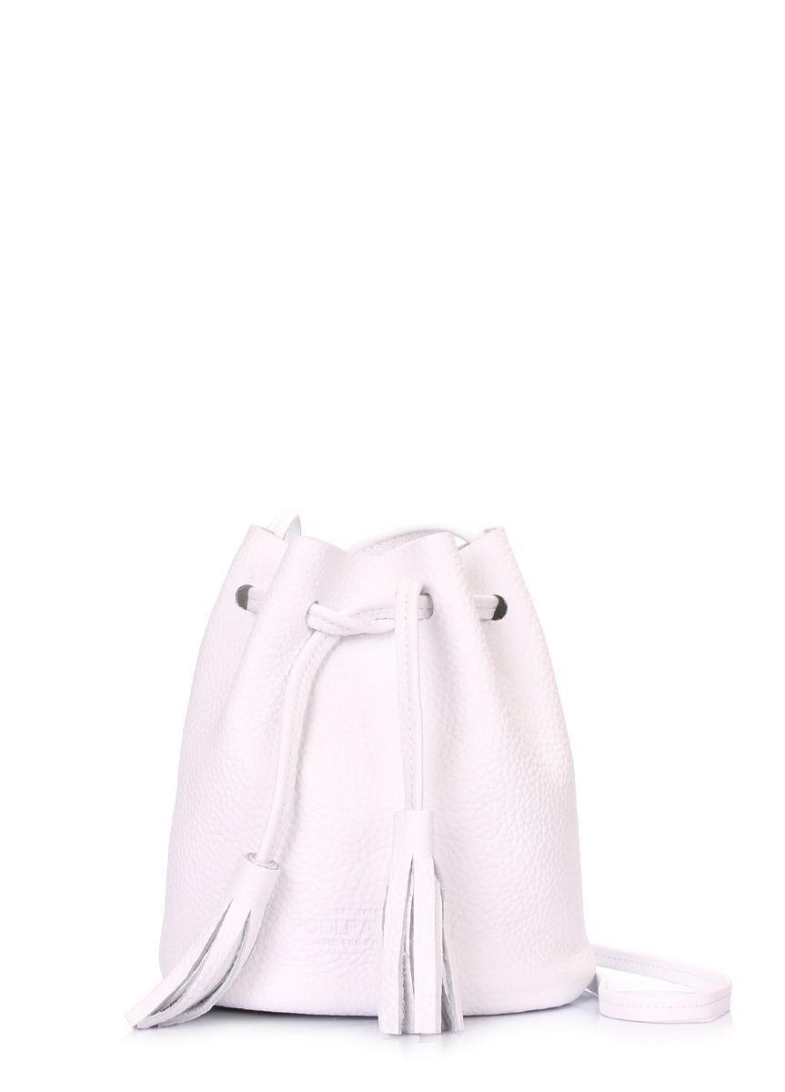 Женская кожаная сумочка на завязках POOLPARTY Bucket белая