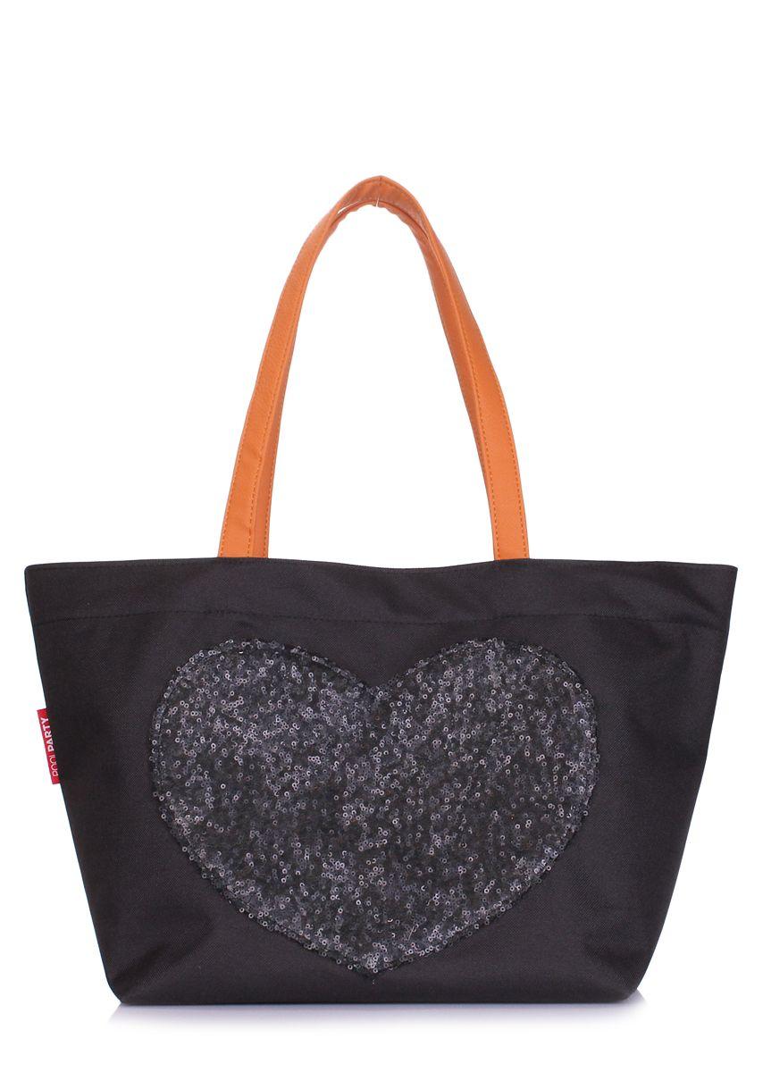 Женская текстильная сумка с глиттером POOLPARTY Lovetote черная