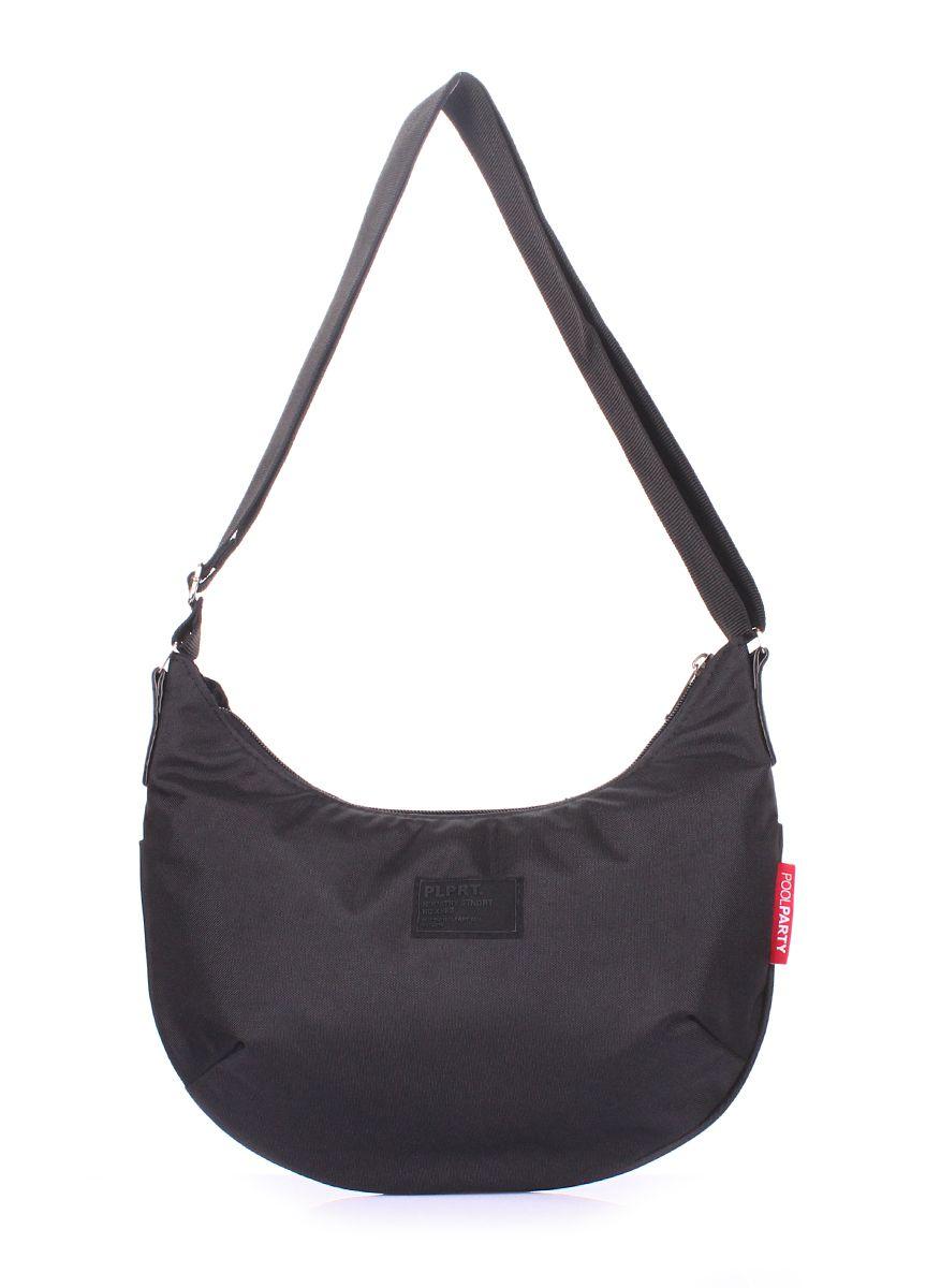 Женская текстильная сумка с ремнем на плечо POOLPARTY черная