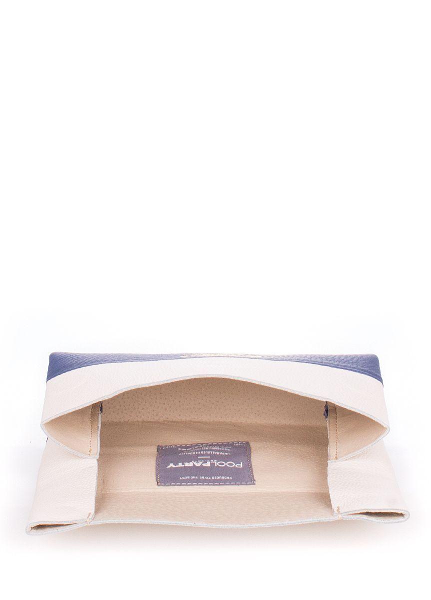 Кожаная косметичка-клатч POOLPARTY 2NITE бело-синяя