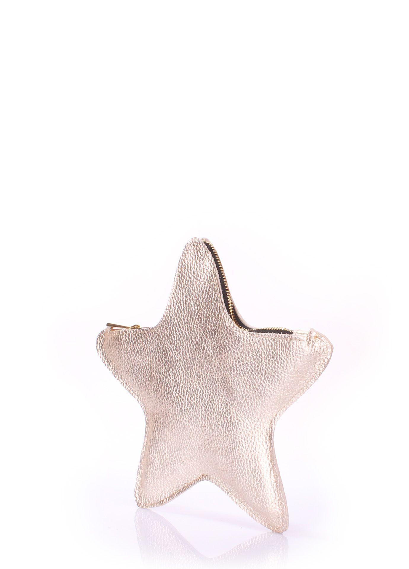 Кожаная косметичка-клатч POOLPARTY STAR золотая