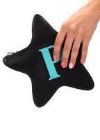 Кожаная косметичка-клатч POOLPARTY STAR черная