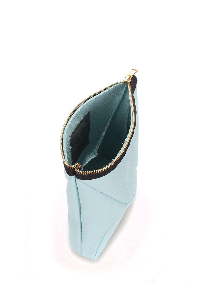 Кожаная косметичка-клатч POOLPARTY THE X голубая