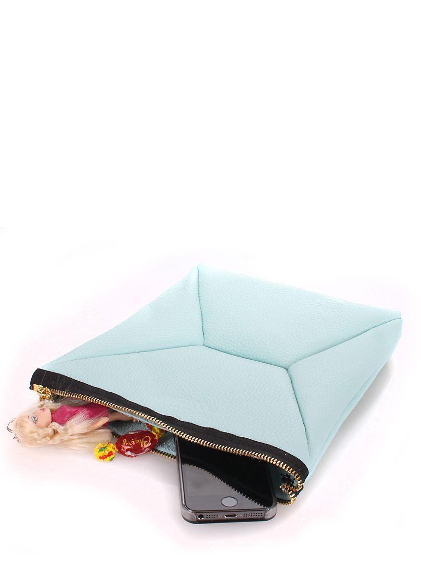 Кожаная косметичка-клатч POOLPARTY THE X голубая