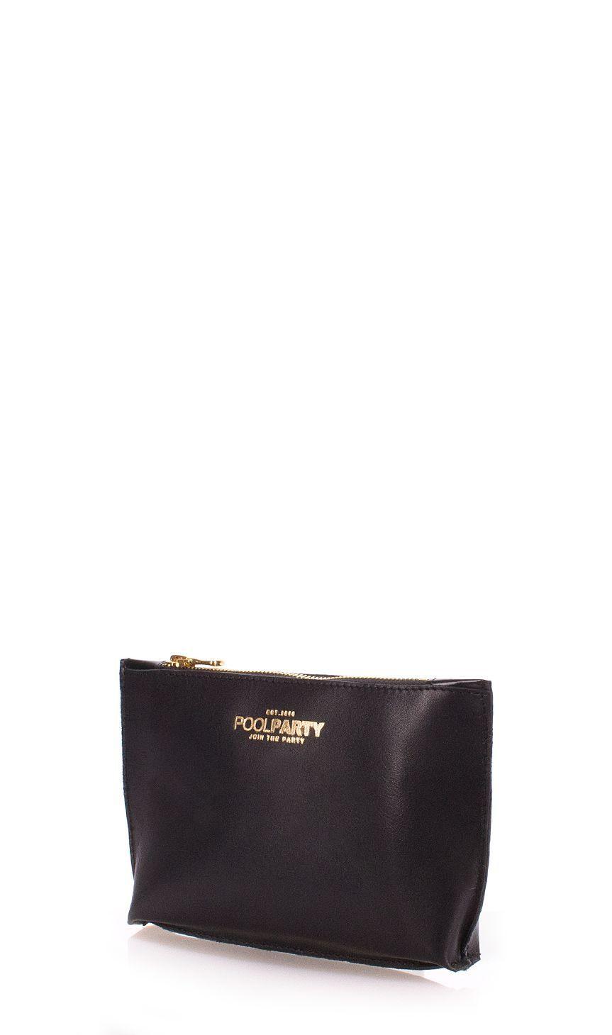 Кожаная косметичка-клатч POOLPARTY черный
