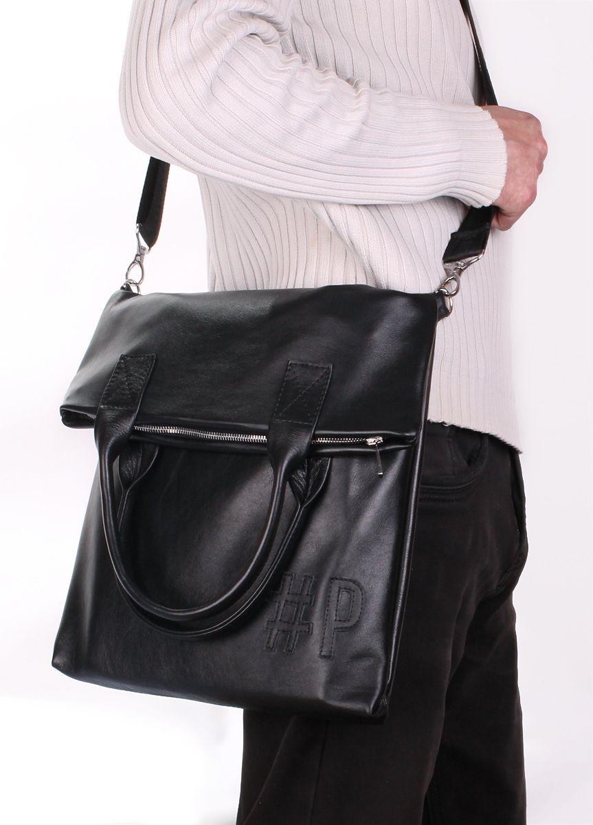 Кожаная сумка POOLPARTY черная