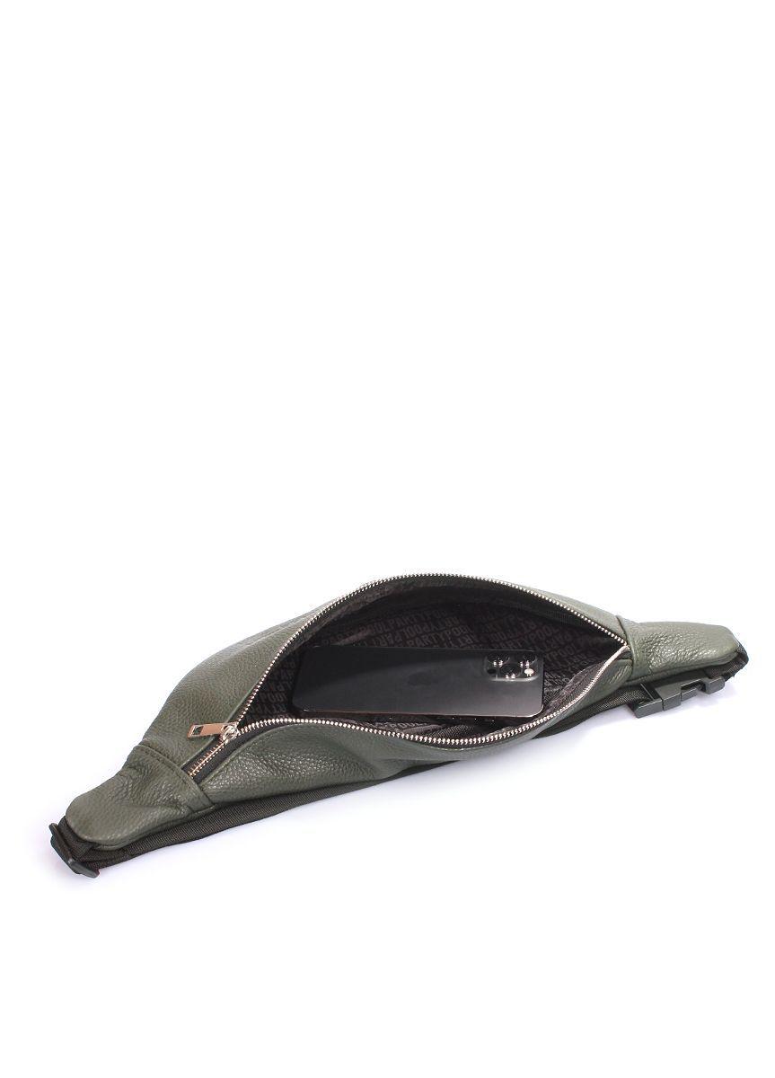 Кожаная сумка-бананка POOLPARTY зеленая