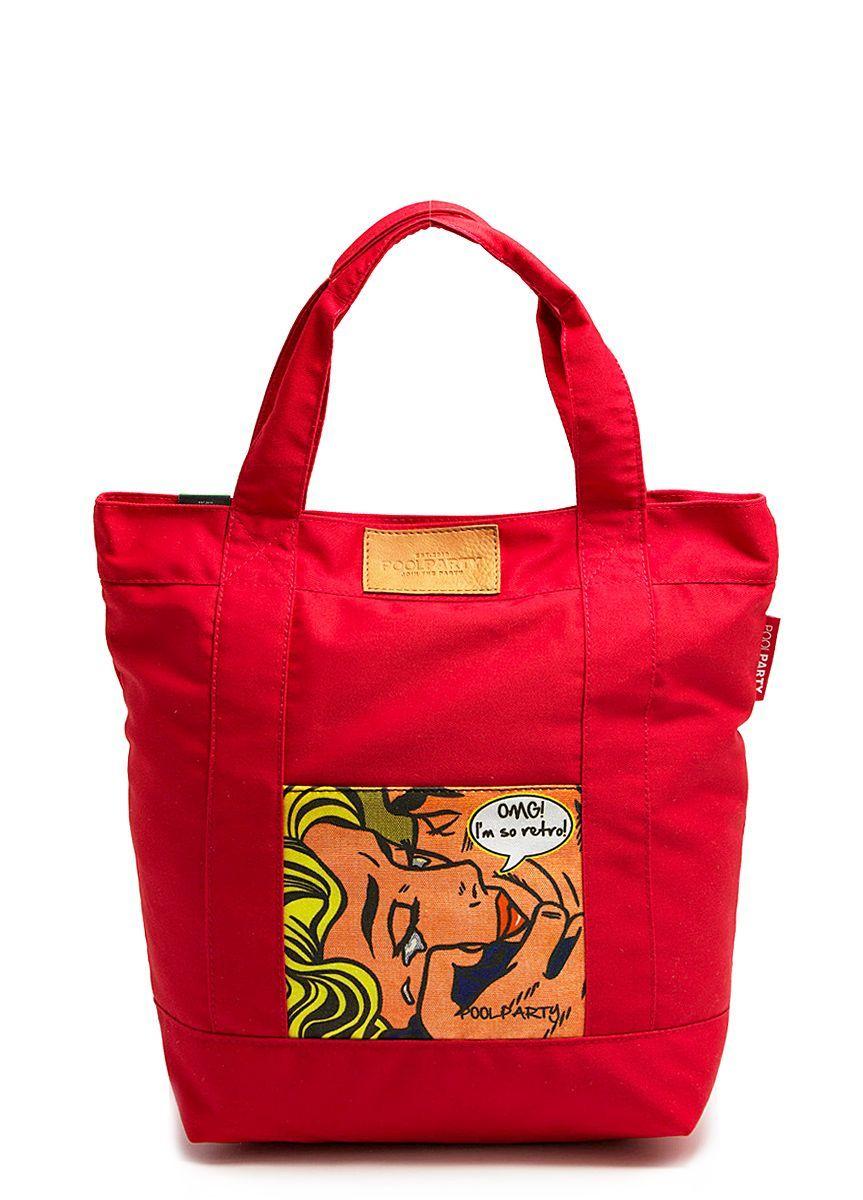 Коттоновая женская сумка POOLPARTY Superbag красная