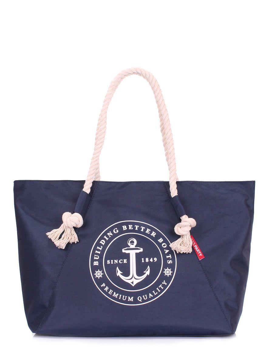 Летняя сумка POOLPARTY Breeze с якорем синяя