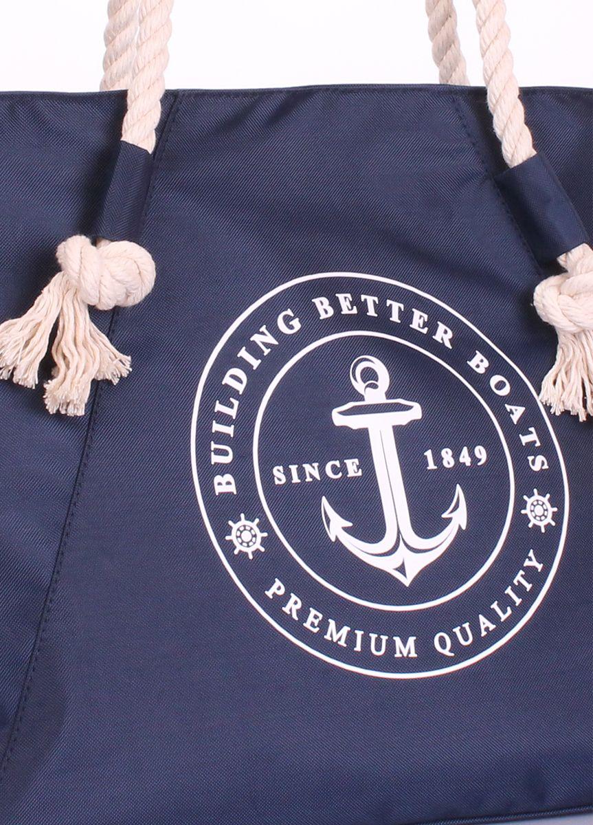 Летняя сумка POOLPARTY Breeze с якорем синяя