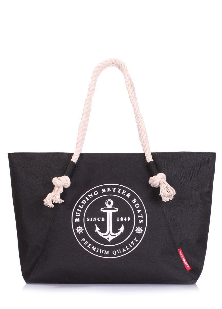 Летняя сумка POOLPARTY Breeze с якорем черная