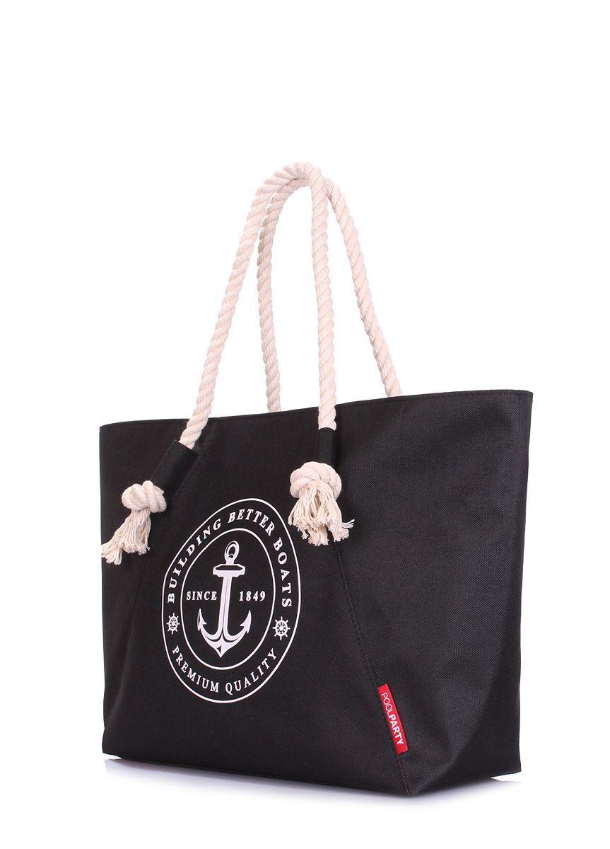 Летняя сумка POOLPARTY Breeze с якорем черная