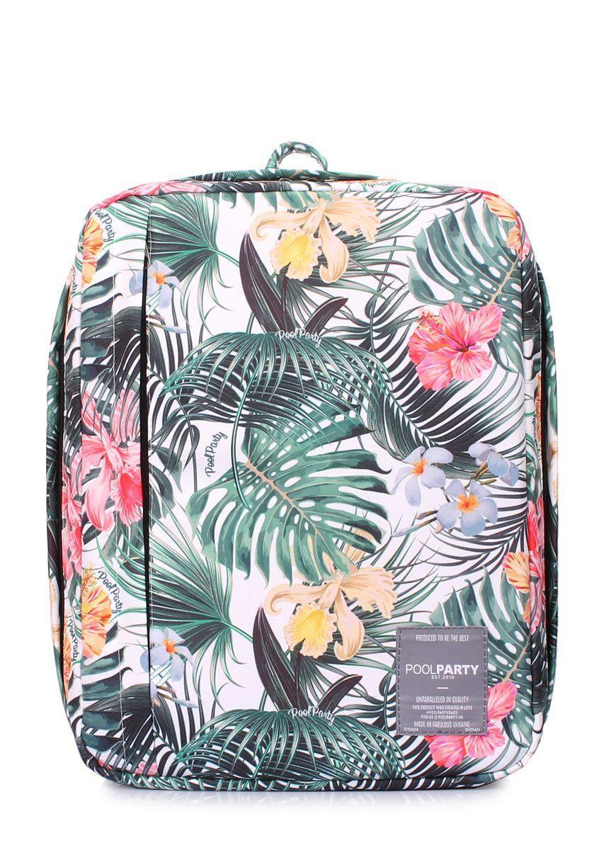 Рюкзак для ручной клади POOLPARTY Airport 40x30x20см Wizz Air / МАУ с тропическим принтом