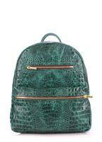 Рюкзак женский кожаный POOLPARTY Mini зеленый с тиснением под крокодила