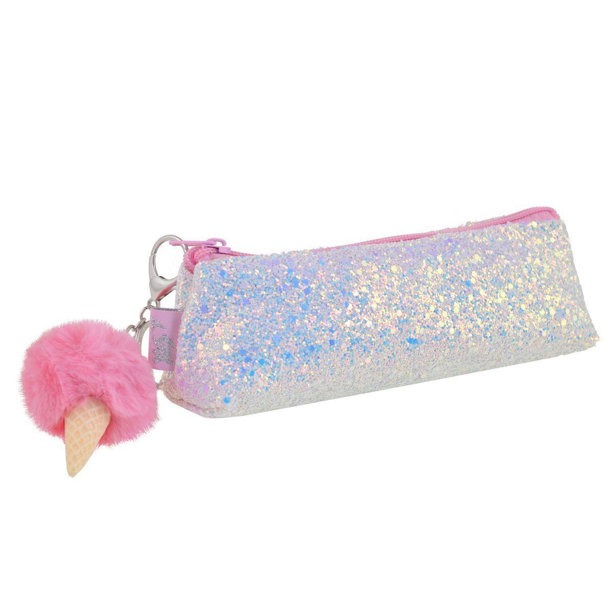 Пенал-косметичка YES с пайетками "Ice-Cream", белая