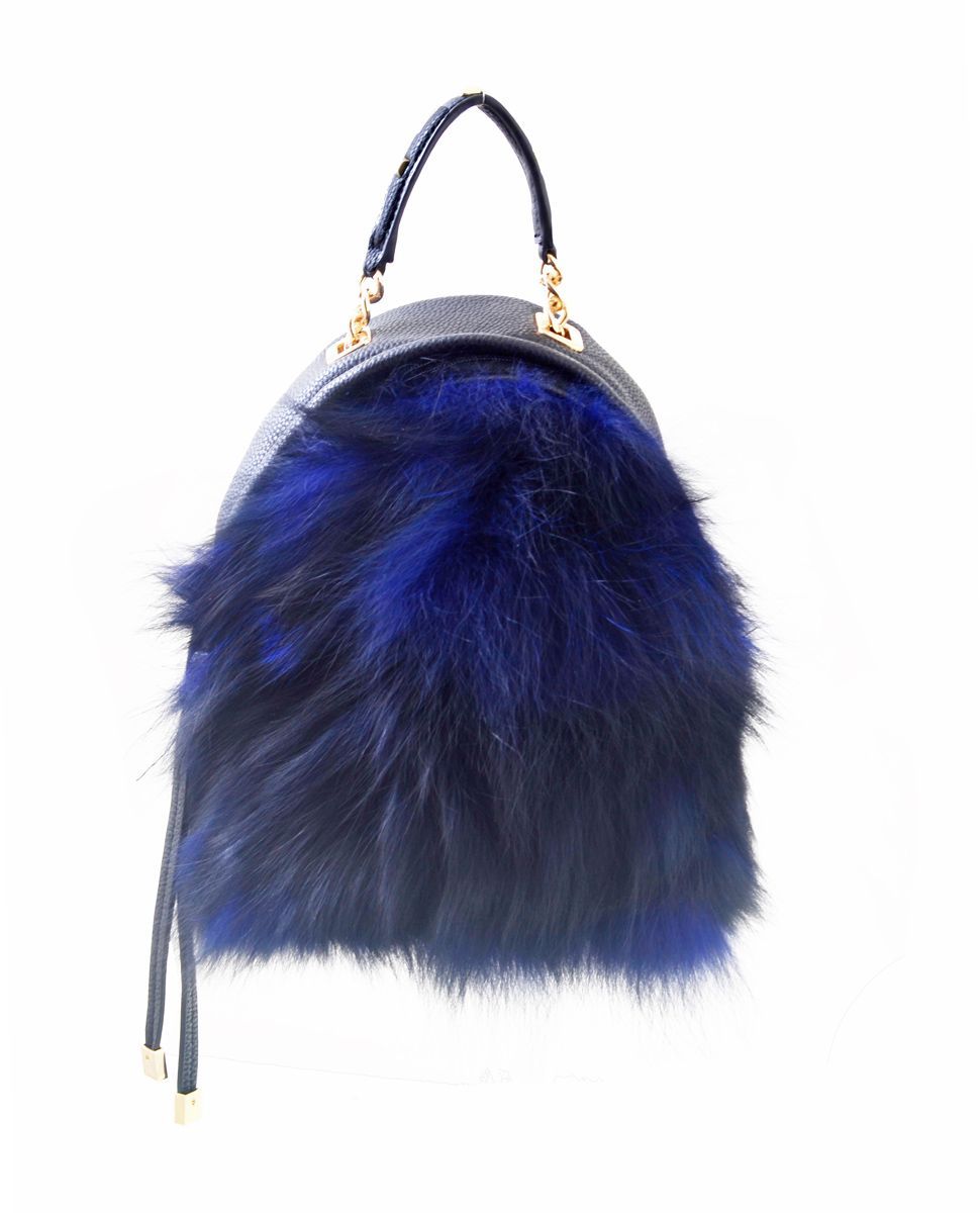 Сумка-рюкзак  YES, синий, с мехом