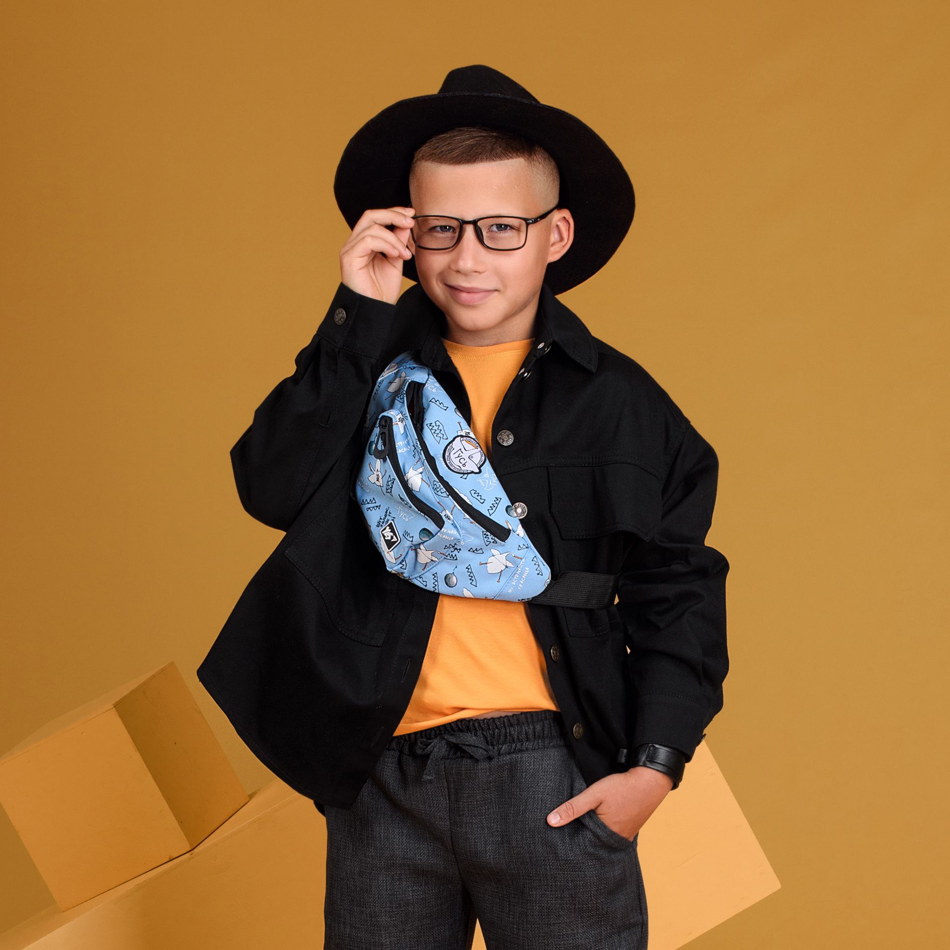 Сумка на пояс YES SP-28 Гусь, голубой