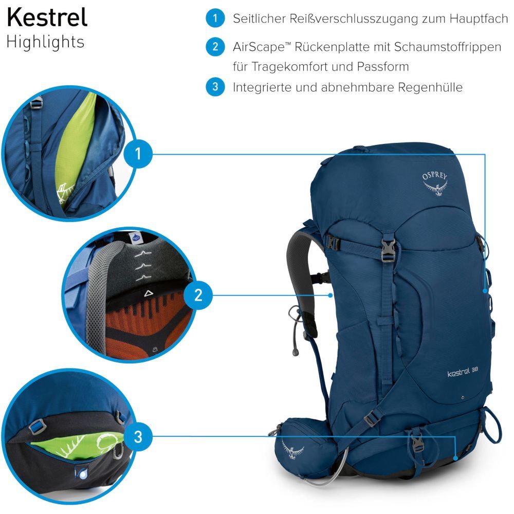 Рюкзак Osprey Kestrel 38 Black - чорний