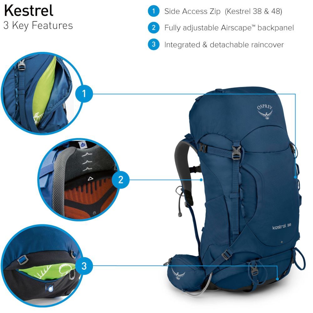 Рюкзак Osprey Kestrel 38 Loch Blue - синій