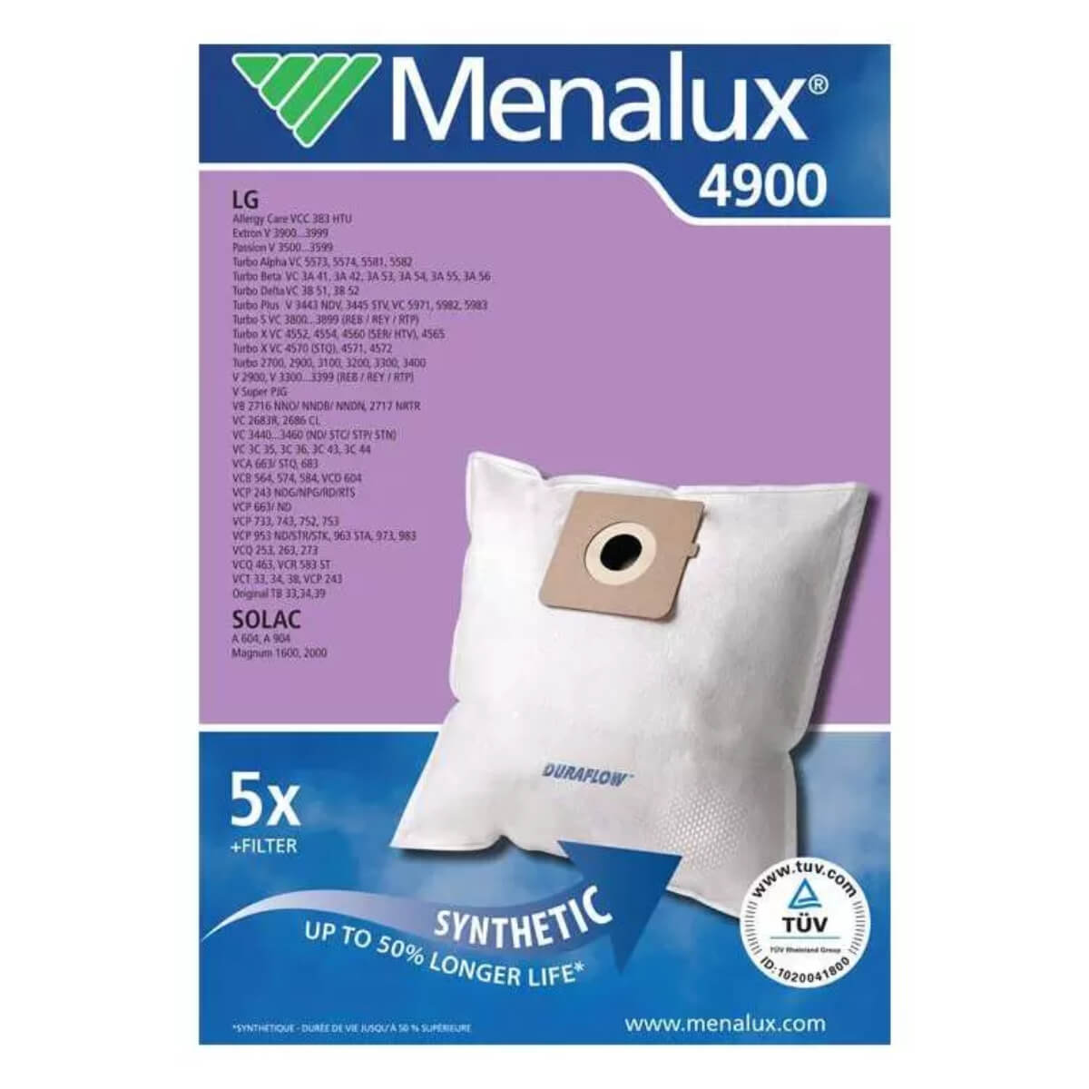 Мешки для пылесоса Menalux 4900 5 шт + фильтр