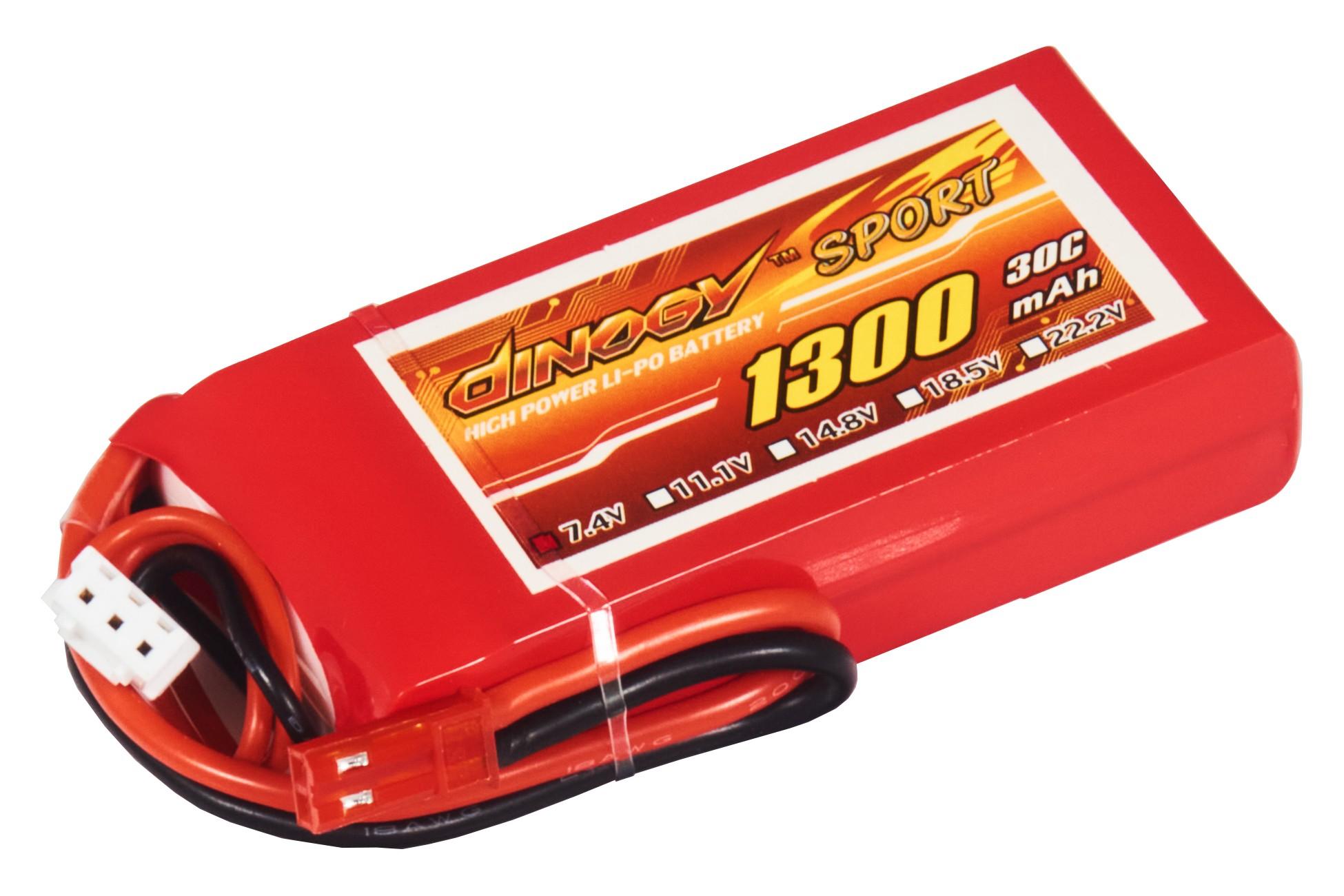 Аккумулятор для радиоуправляемой модели Dinogy Li-Pol 1300 мАч 7.4 В 86x30x16 мм JST DLC-2S1300D-JST