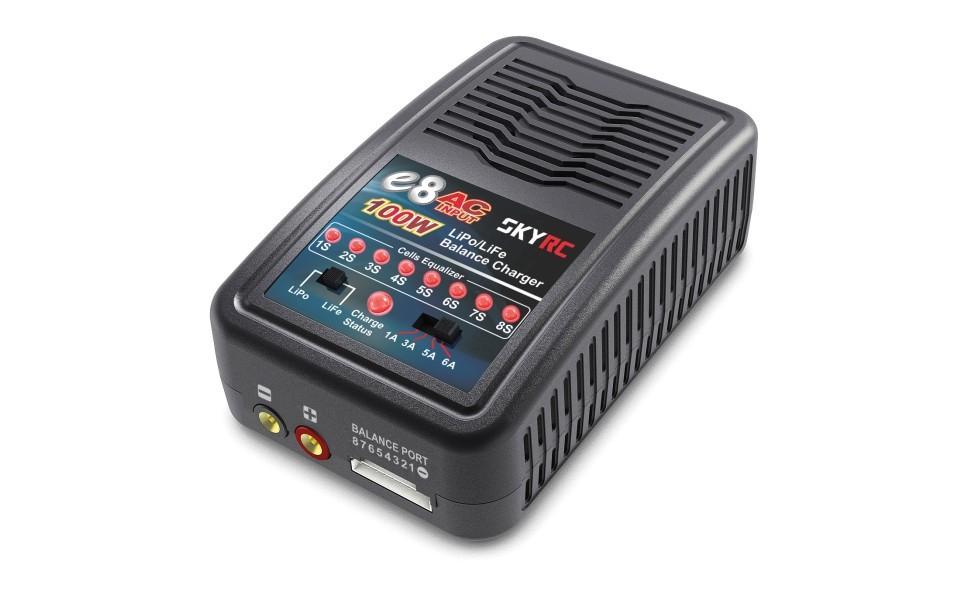 Зарядное устройство SkyRC E8 1/3/5/6A с/БП 100W для LiPo 1-8S аккумуляторов (SK-100096) SK-100096