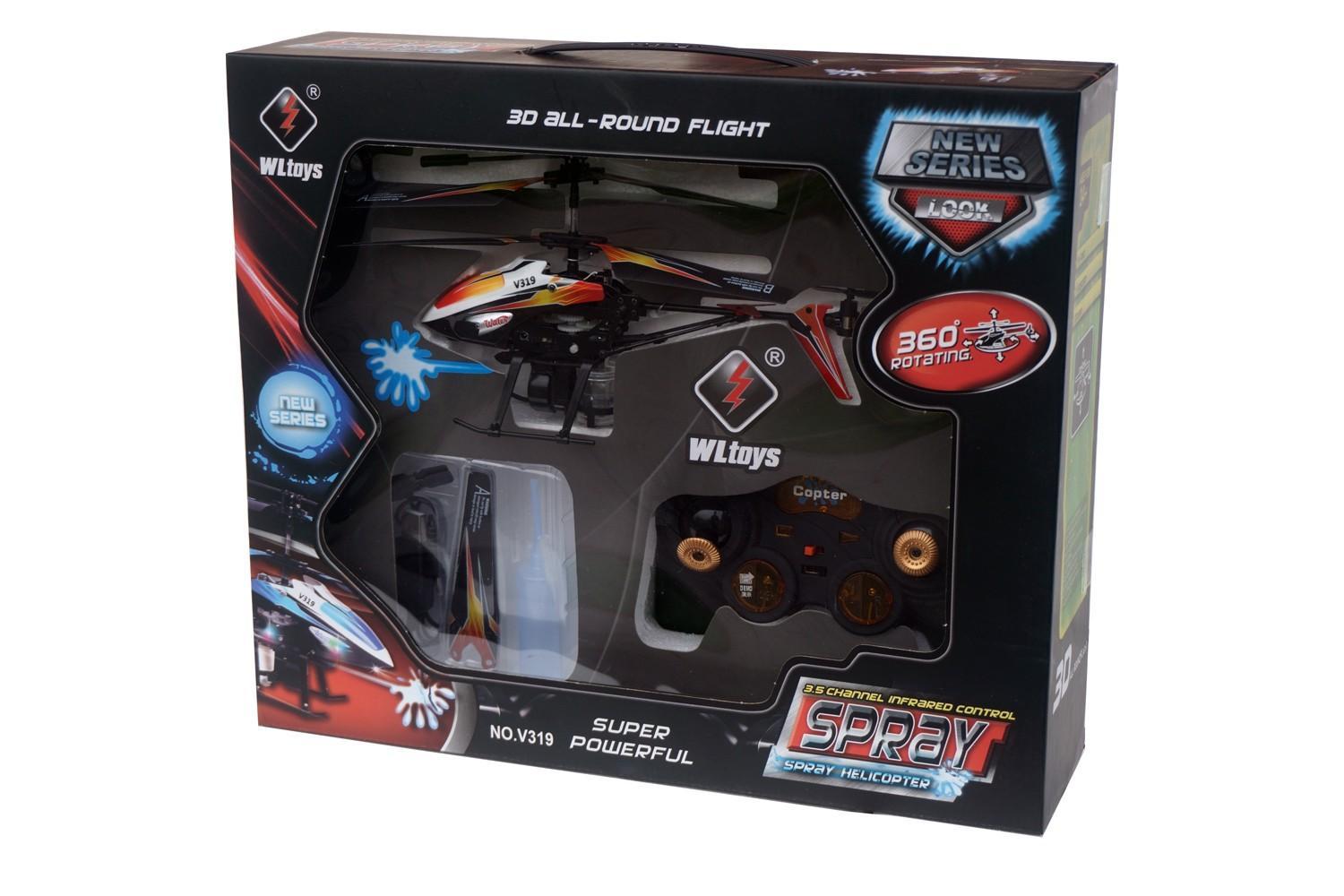 Вертолёт на радиоуправлении 3-к WL Toys V319 SPRAY водяная пушка (оранжевый) WL-V319o