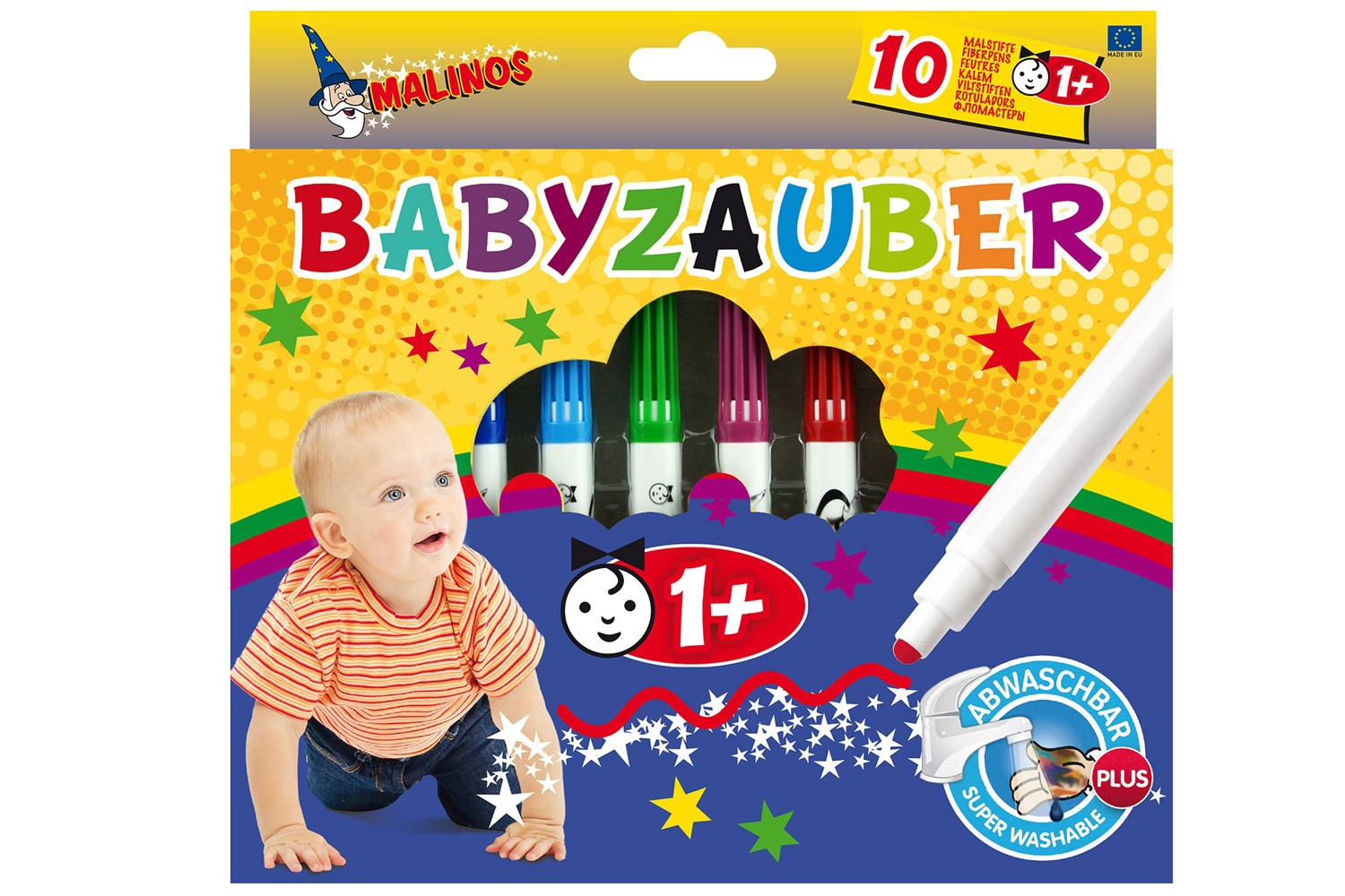 Фломастеры детские смываемые для малышей MALINOS Babyzauber 10 шт MA-300011