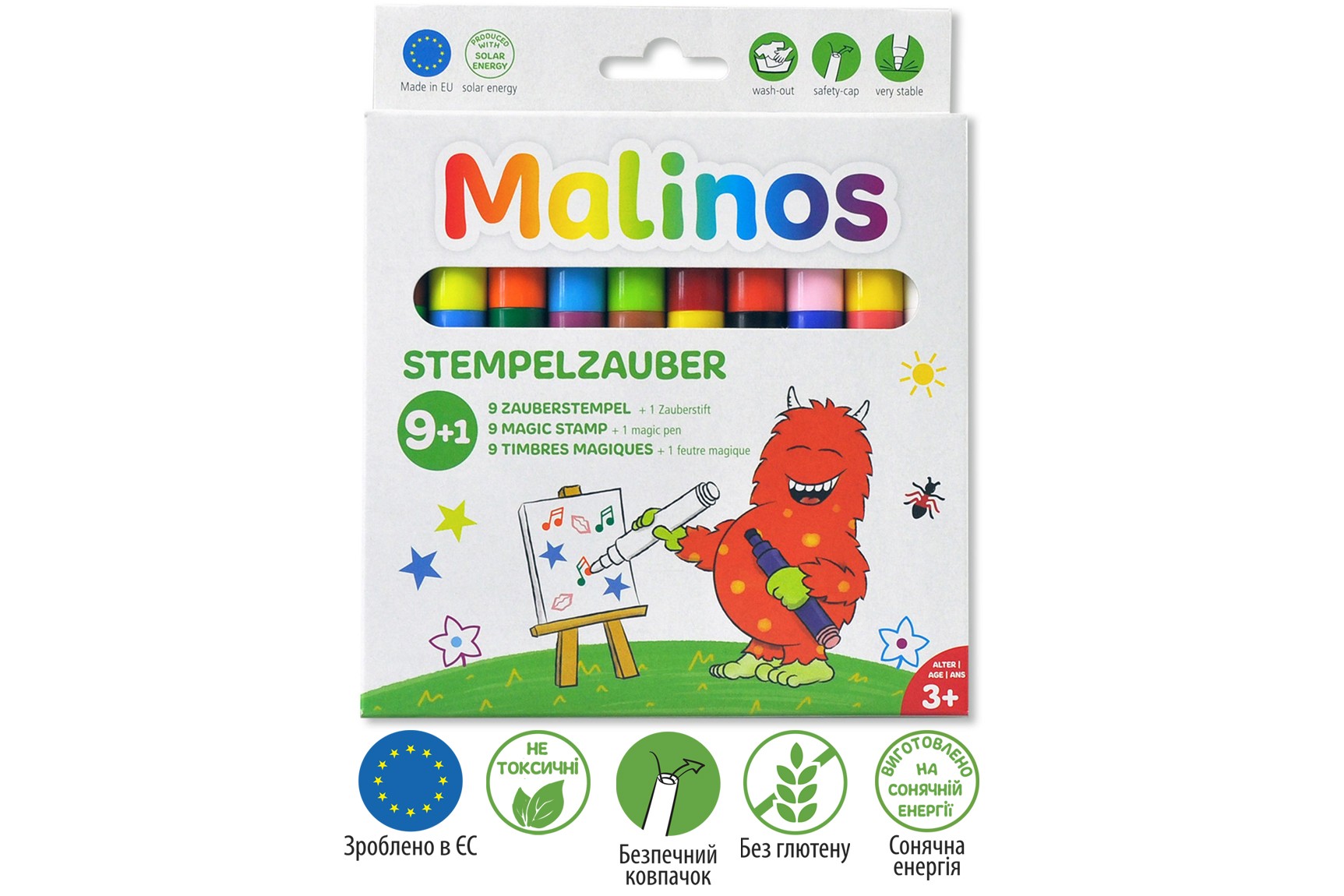 Фломастеры штампы волшебные меняющие цвет MALINOS Stempelzauber 10 (9+1) шт MA-300008
