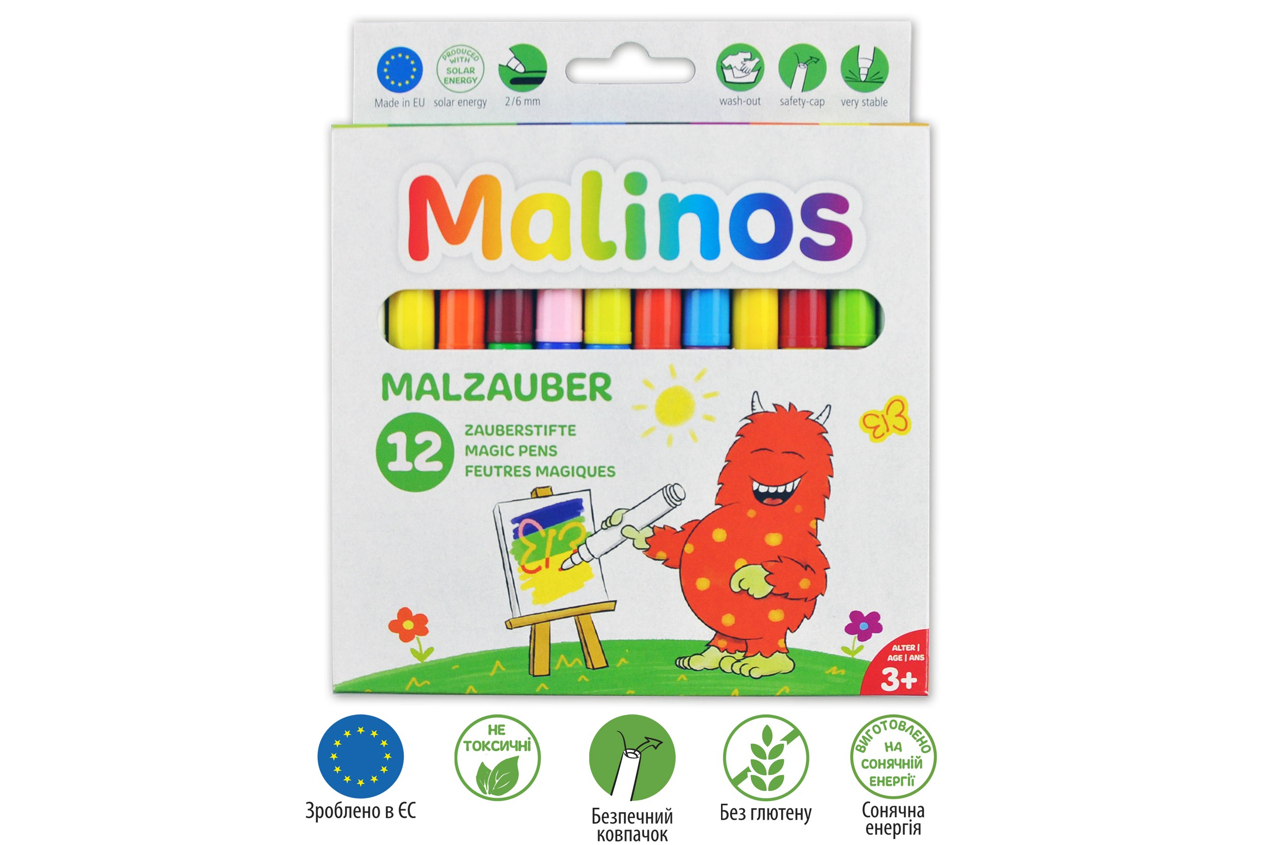 Волшебные фломастеры меняющие цвет MALINOS Malzauber 12 (10+2) шт MA-300005