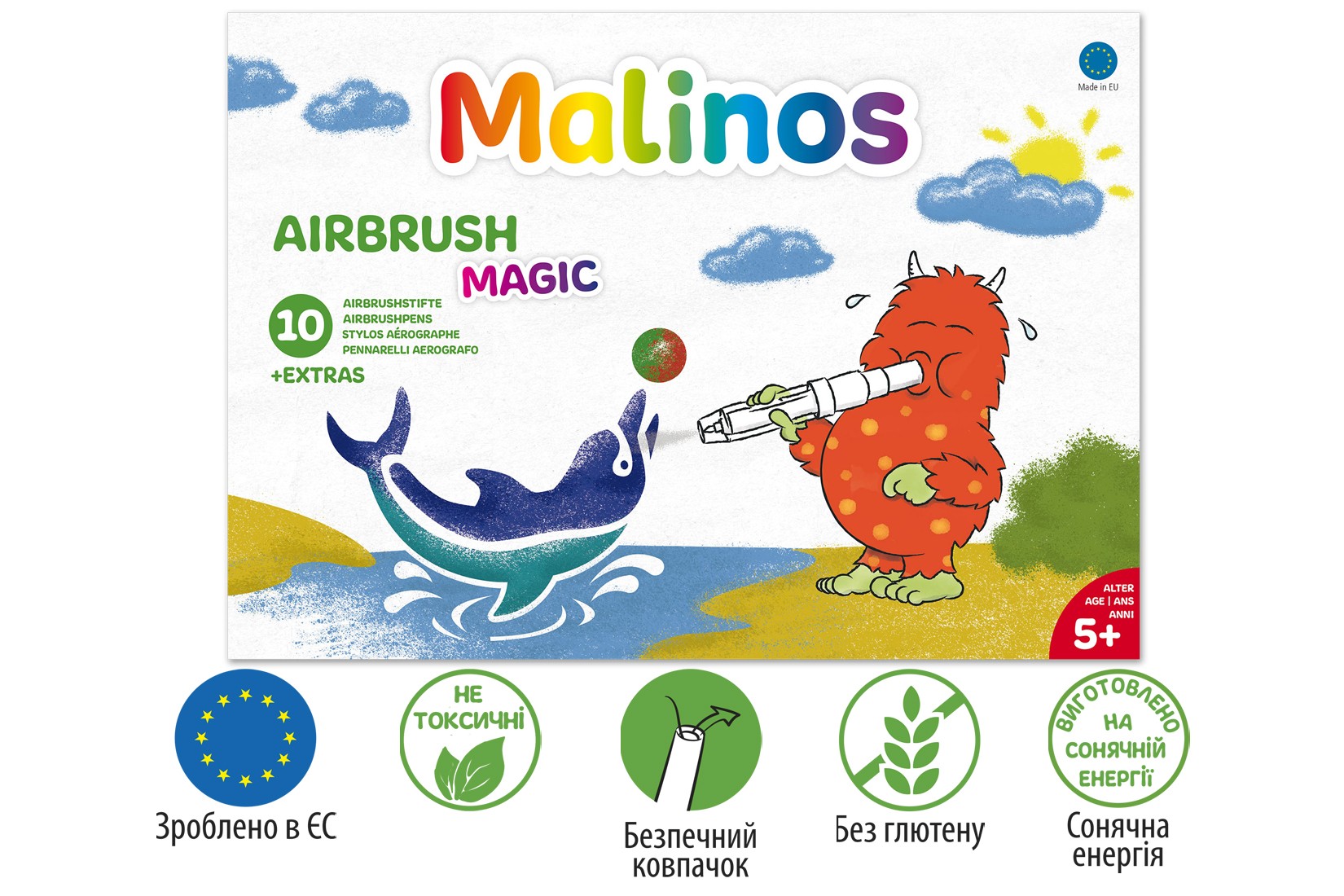 Воздушные фломастеры аэрографы меняющие цвет MALINOS BLOpens Magic 10 (8+2+1) шт MA-300964