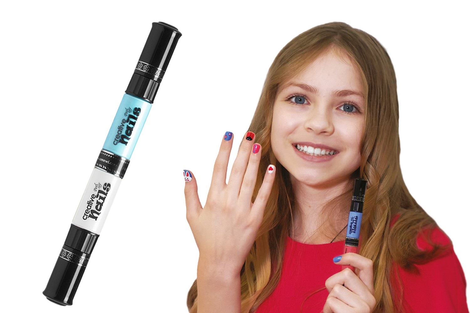 Детский лак-карандаш для ногтей Malinos Creative Nails на водной основе (2 цвета Белый + Голубой) MA-303014+303016