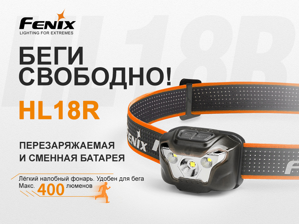 Фонарь налобный Fenix HL18R черный