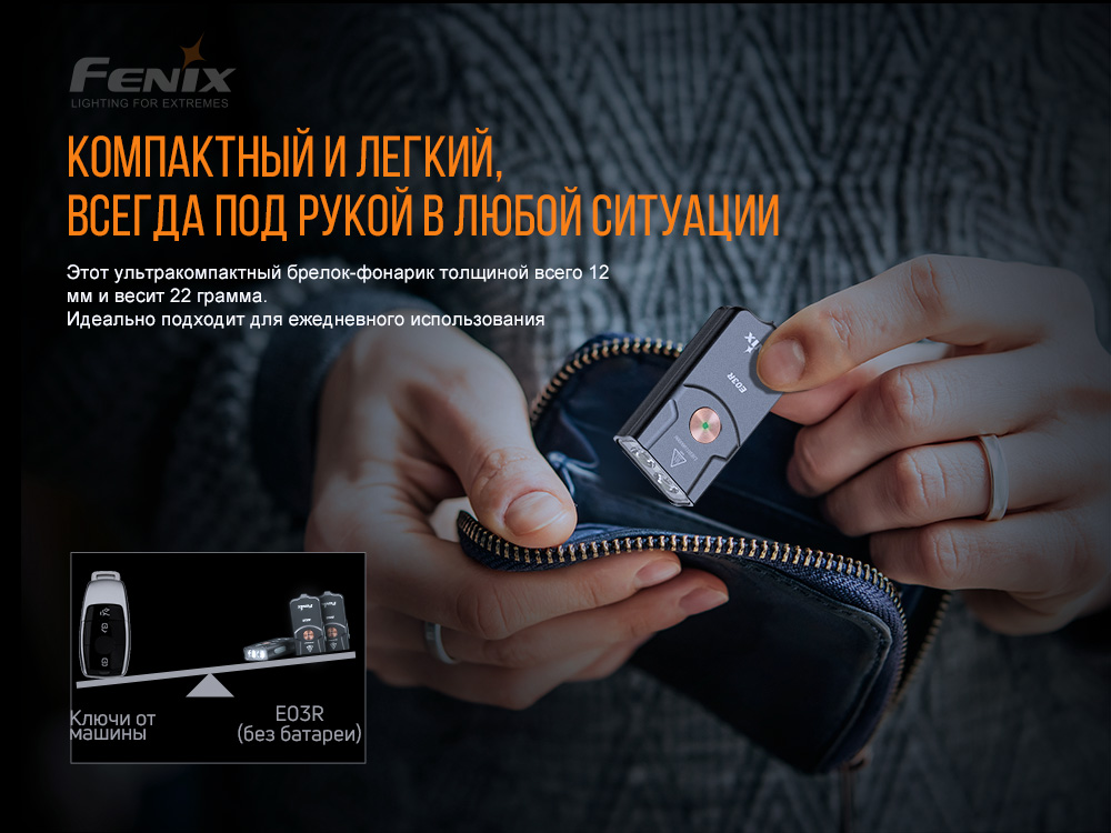Фонарь наключный Fenix E03R
