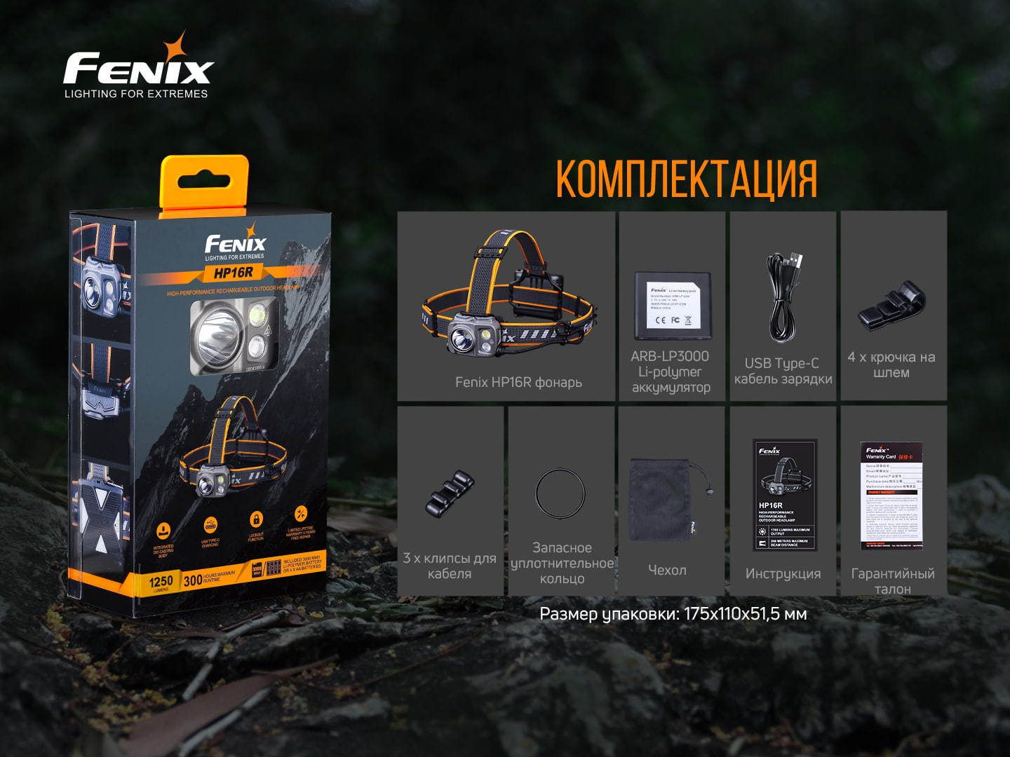 Фонарь налобный Fenix HP16R