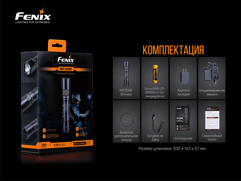 Фонарь ручной Fenix WF30RE