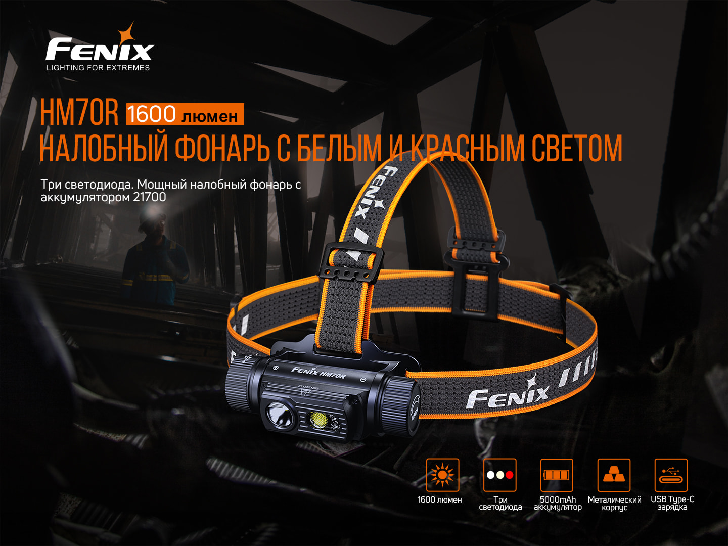 Фонарь налобный Fenix HM70R