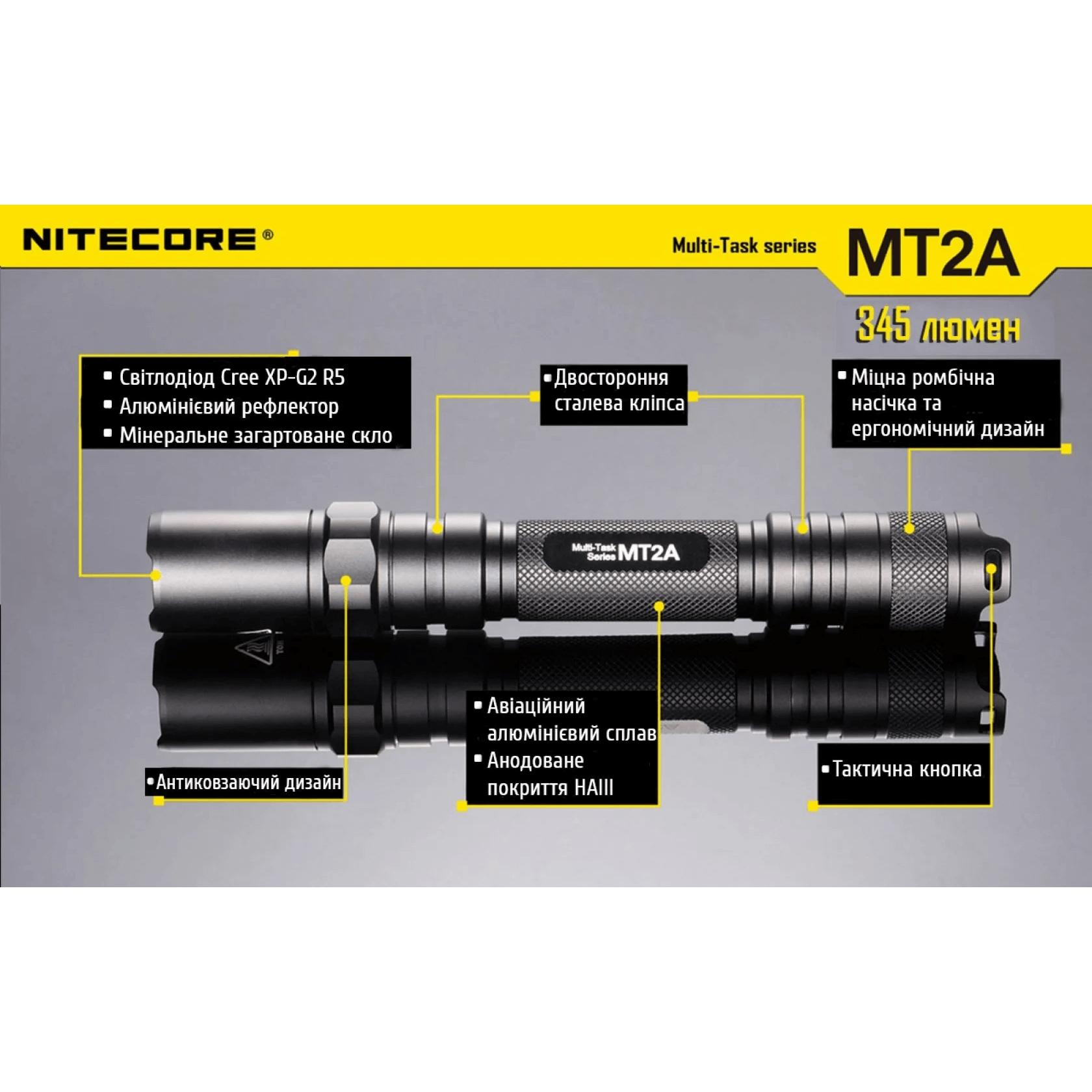 Фонарь Nitecore MT2A (Cree XP-G2 R5, 345 люмен, без аккумулятора)