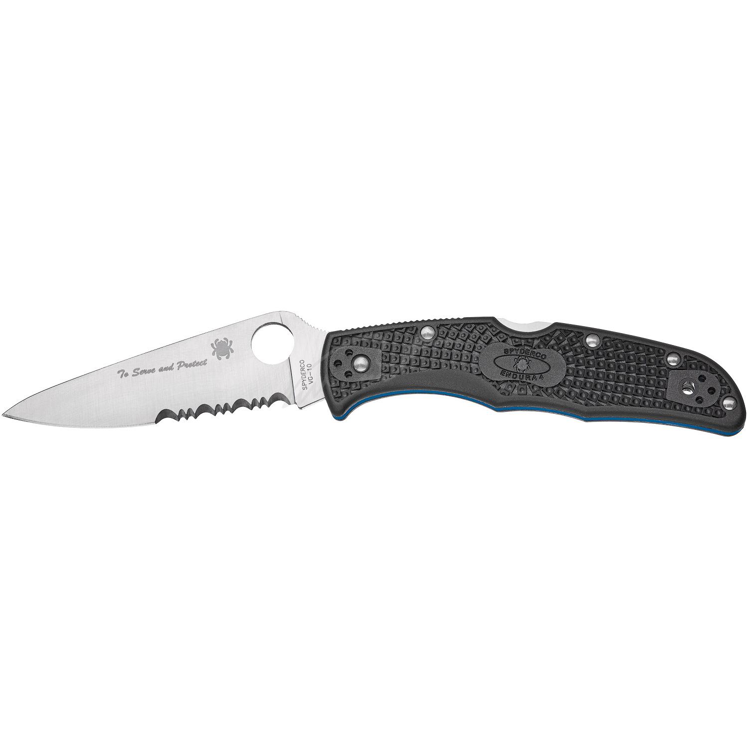 Нож Spyderco Endura 4 Thin Blue Line полусеррейтор C10FPSBKBL 87.14.82