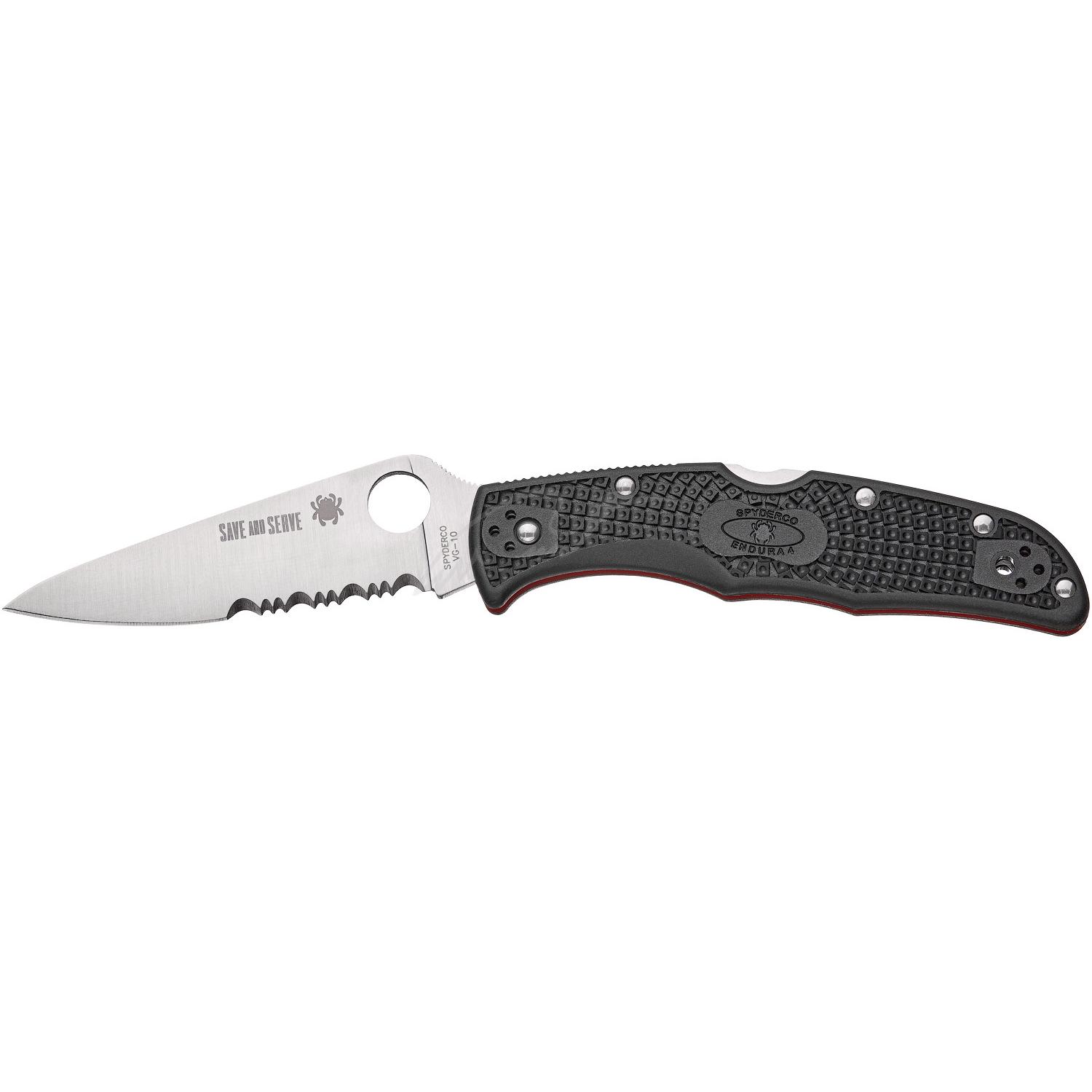 Нож Spyderco Endura 4 Thin Red Line полусеррейтор C10FPSBKRD 87.14.88