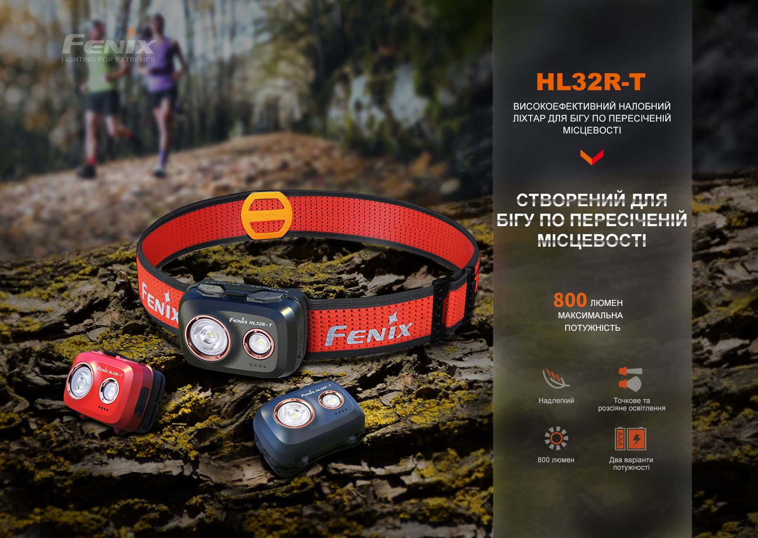 Фонарь налобный Fenix HL32R-T черный