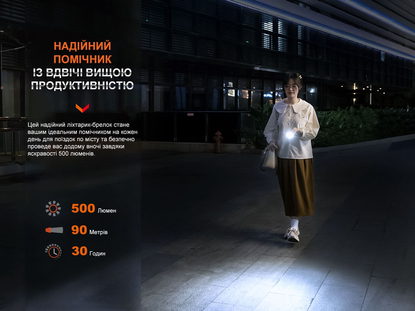 Фонарь наключный Fenix E03R V2.0, синий