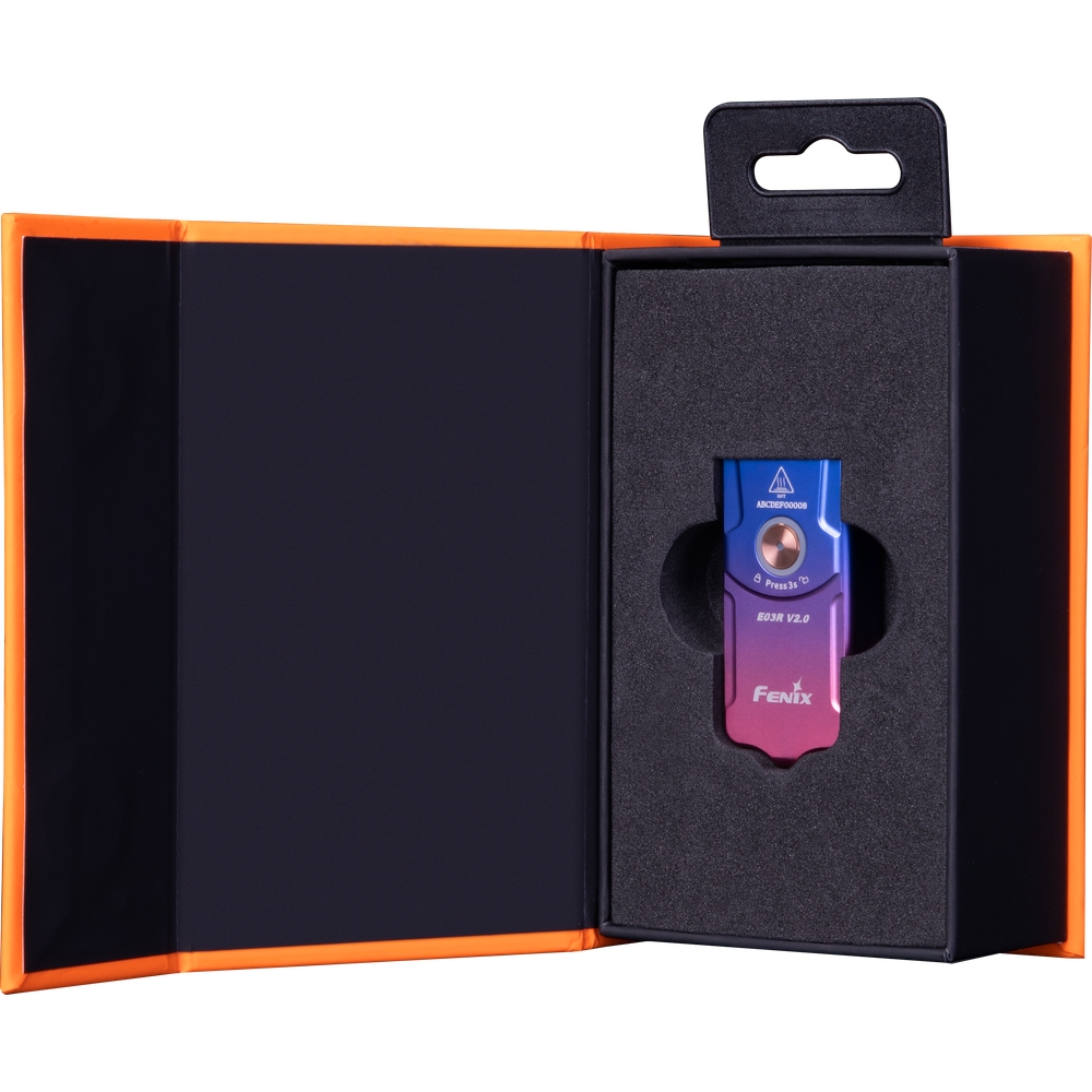 Фонарь наключный Fenix E03R V2.0, лиловый